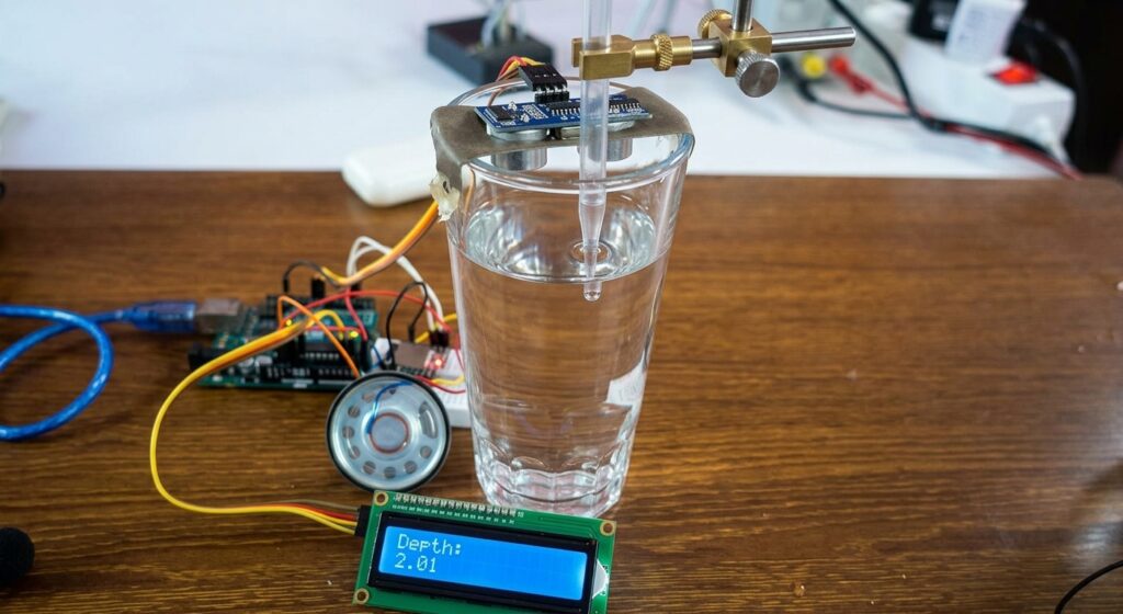 water-container-ultrasonic-sensor-lcd-display-water-level-dfplayer-mini-arduino-speaker